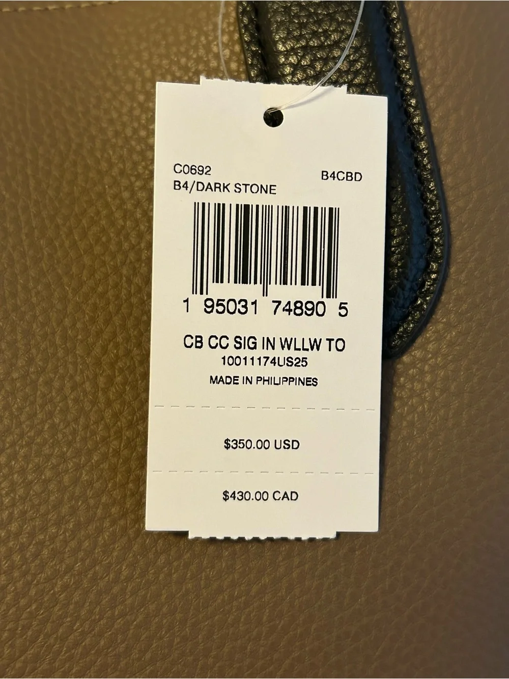 Coach Brown Leather Tote with Black Handles